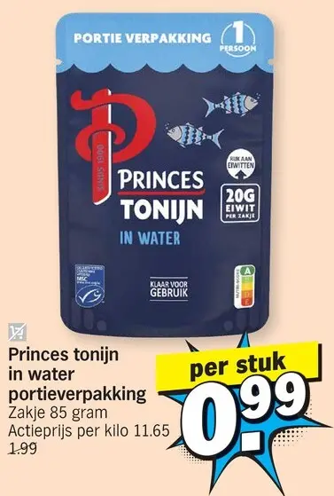 Promotie: Princes Tonijn in water portieverpakking