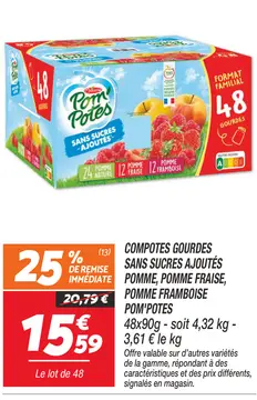Offre: COMPOTES GOURDES SANS SUCRES AJOUTÉS POMME, P