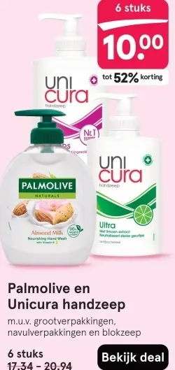 Aanbieding: Palmolive en Unicura handzeep