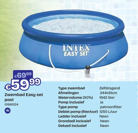 Promotie: Intex Zwembad Easy set pool  Diameter 244 cm