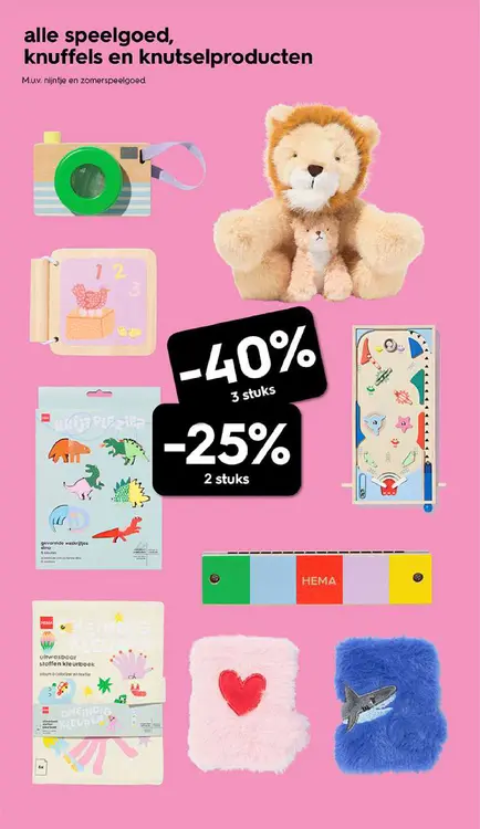 Promotie: Alle speelgoed, knuffels en knutselproducten