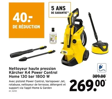 Offre: Nettoyeur haute pression Kärcher K4 Power Control