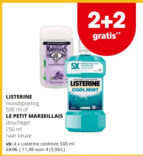 Promotie: Listerine mondspoeling of Le Petit Marseillais