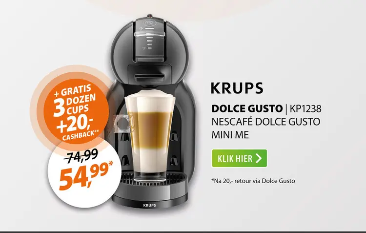 Aanbieding: Krups KP1238 NESCAFÉ Dolce Gusto Mini Me Zwart