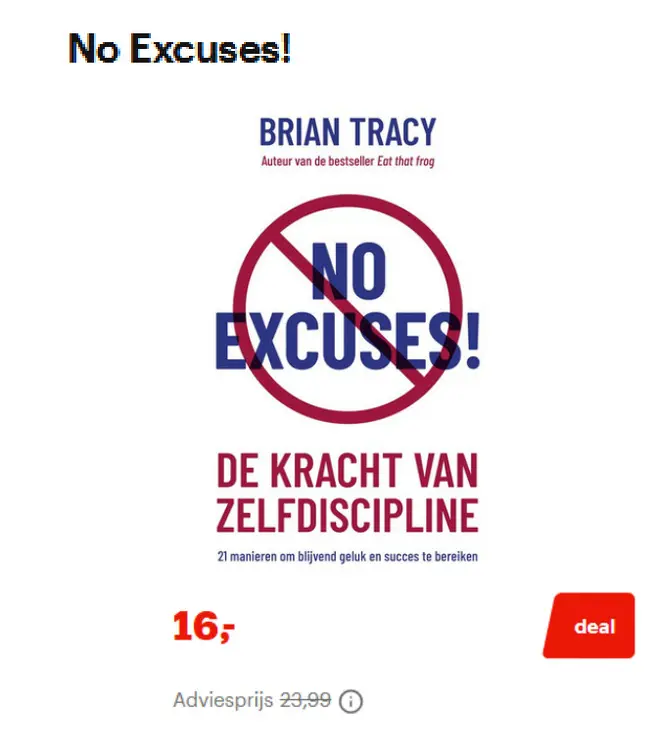 Promotie: No Excuses! De Kracht van Zelfdiscipline