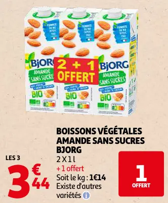 Promotie: Boissons végétales amande sans sucres