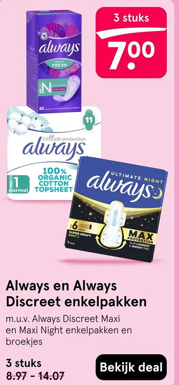Aanbieding: Always en Always Discreet enkelpakken