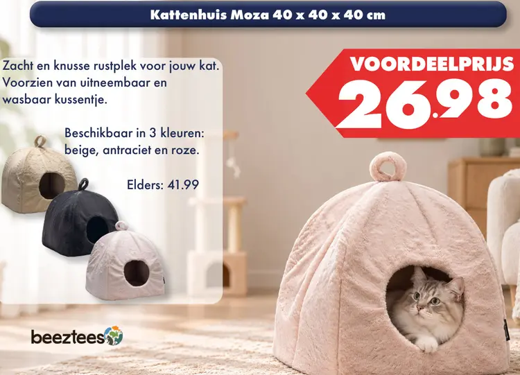 Aanbieding: Kattenhuis Moza 40 x 40 x 40 cm