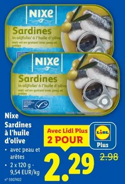 Offre: Nixe Sardines à l'huile d'olive
