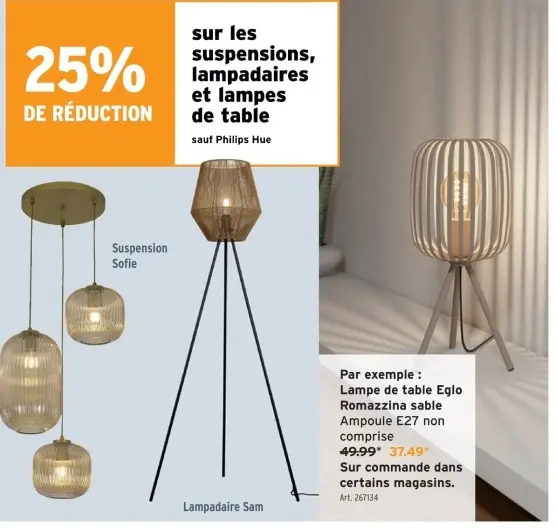 Offre: Suspensions, lampadaires et lampes de table
