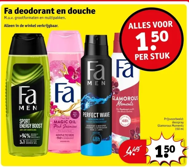 Aanbieding: Fa deodorant en douche