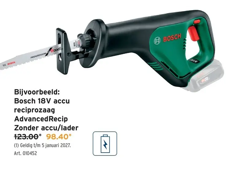 Promotie: Bosch 18V accu reciprozaag AdvancedRecip zonder accu/lader