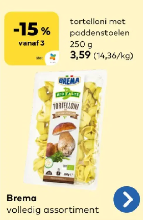Promotie: tortelloni met paddenstoelen