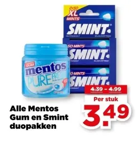 Aanbieding: Mentos Gum en Smint duopakken