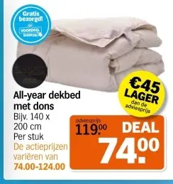 Aanbieding: All-year dekbed met dons