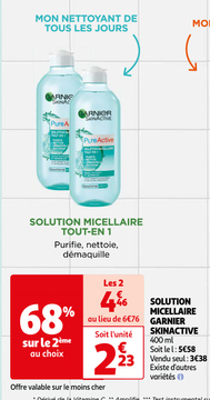 Aanbieding: SOLUTION MICELLAIRE  GARNIER SKINACTIVE