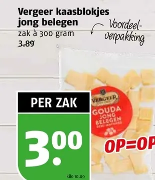Aanbieding: Vergeer kaasblokjes jong belegen