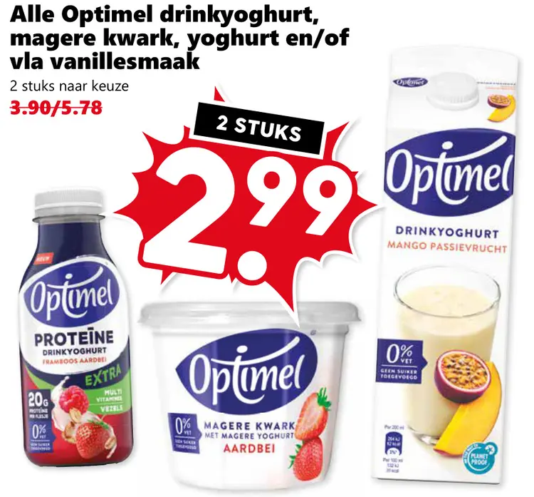 Aanbieding: Drinkyoghurt, magere kwark, yoghurt en/of vla vanillesmaak