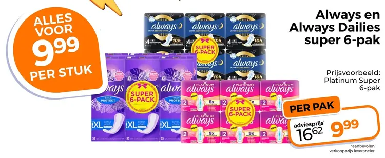 Aanbieding: Always en Always Dailies super 6-pak
