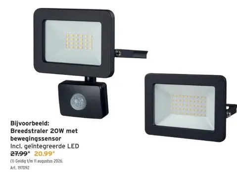 Promotie: Breedstraler 20W met bewegingssensor