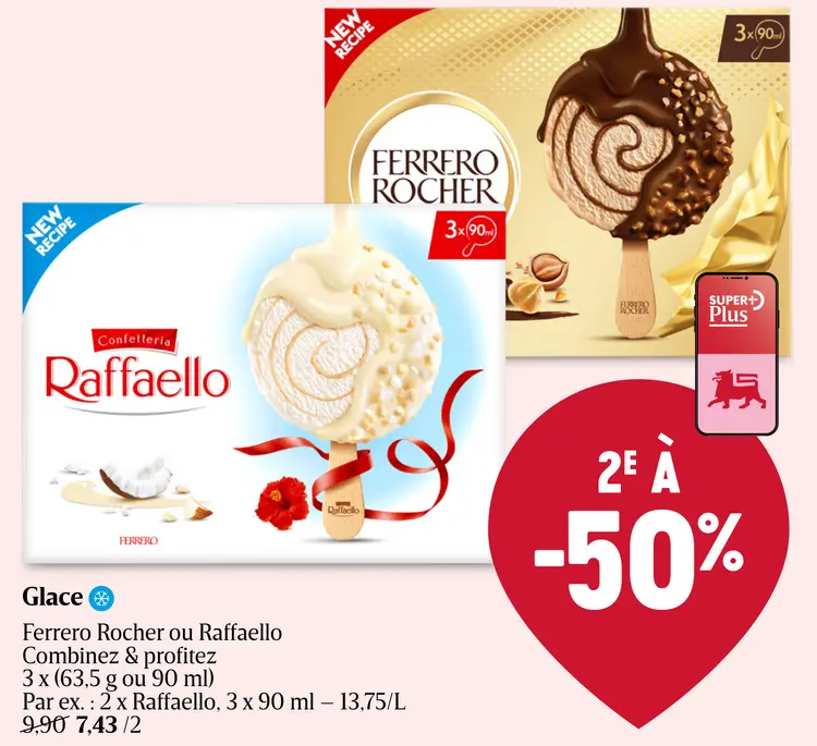 Offre: Glace Ferrero Rocher ou Raffaello