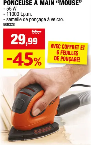 Offre: Black+Decker BEW230K-QS ponceuse multifonction 55W