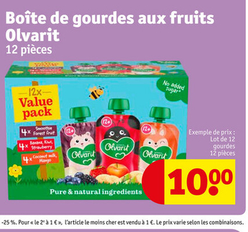 Offre: Boîte de gourdes aux fruits Olvarit