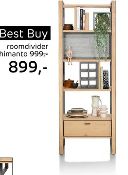 Aanbieding: Shimanto, Roomdivider 70 Cm - 1-Lade T&T + 7-Niches + 6-Wijnvakken