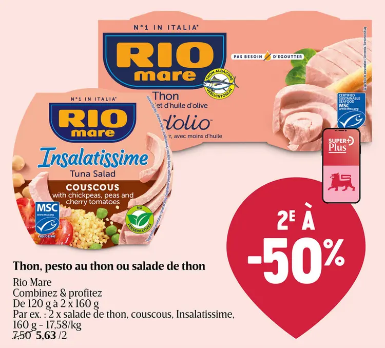 Offre: Thon, pesto au thon ou salade de thon