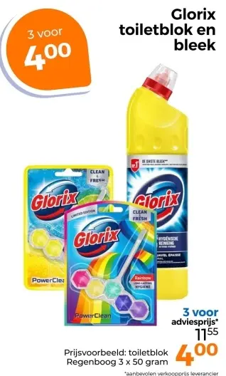 Aanbieding: Glorix toiletblok en bleek