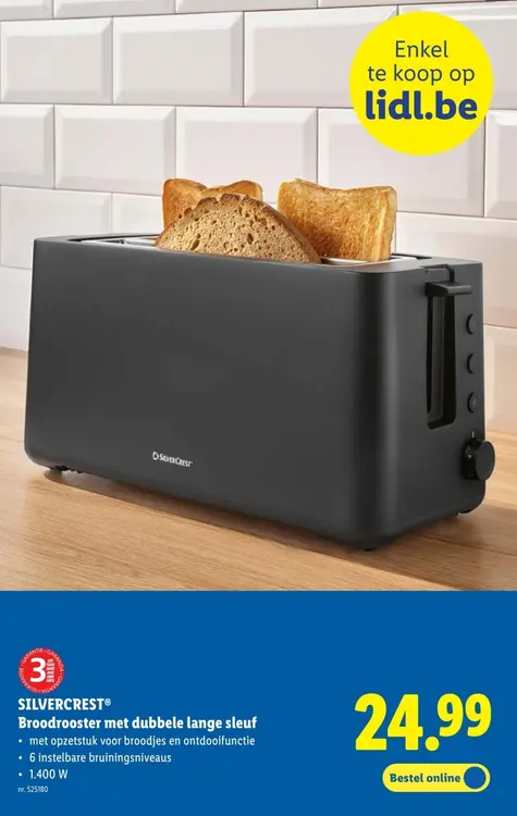 Promotie: Broodrooster met dubbele lange sleuf