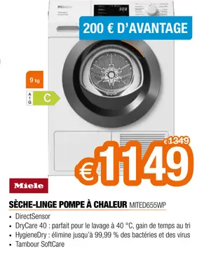 Offre: Sèche-linge pompe à chaleur mited655wp