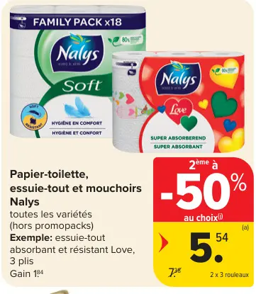 Offre: Papier-toilette, essuie-tout et mouchoirs