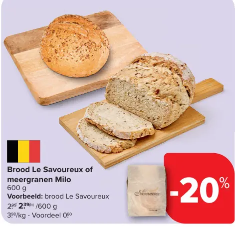 Aanbieding: Brood Le Savoureux of meergranen Milo