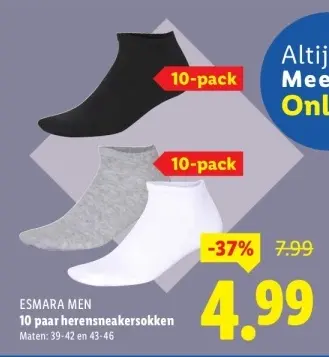 Aanbieding: ESMARA MEN herensneakersokken