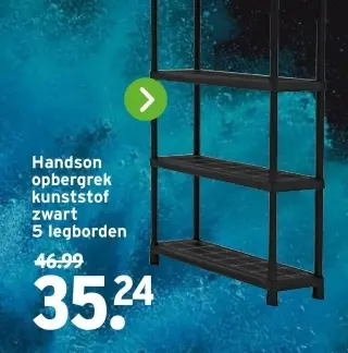 Aanbieding: opbergrek kunststof zwart 5 legborden