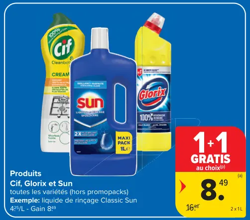 Offre: Cif, Glorix et Sun