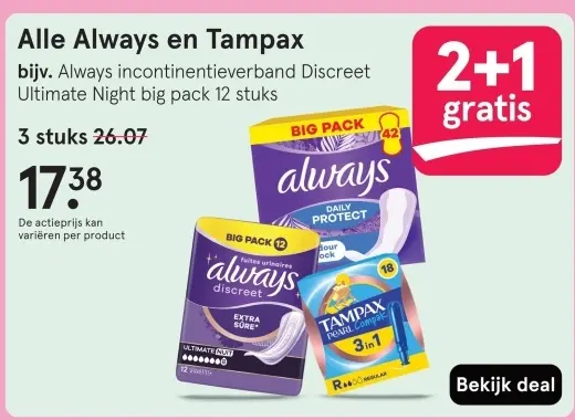 Aanbieding: Always en Tampax