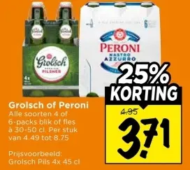 Aanbieding: Grolsch of Peroni