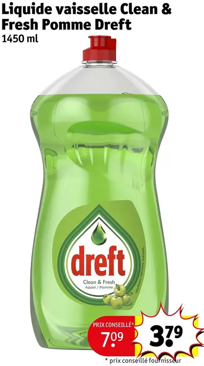 Offre: Liquide vaisselle Clean & Fresh Pomme