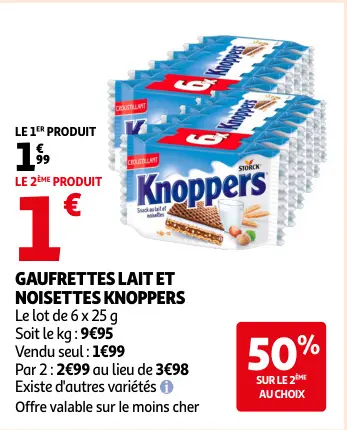 Offre: Gaufrettes lait et noisettes