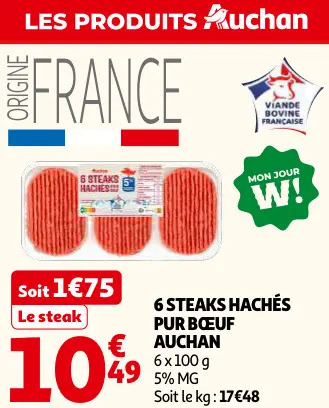 Promotie: Steaks hachés pur bœuf