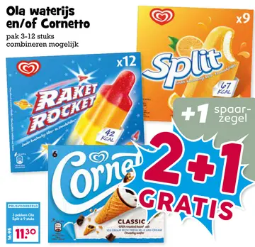 Aanbieding: Ola waterijs en/of Cornetto