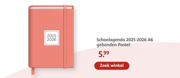 Aanbieding: Schoolagenda 2025-2026 A6 gebonden Pastel