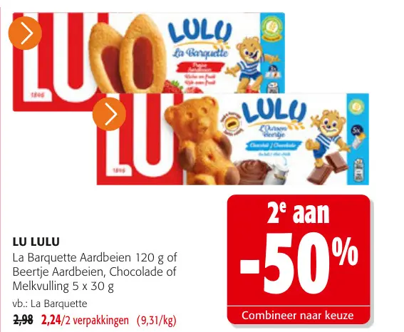 Promotie: La Barquette Aardbeien of Beertje Aardbeien, Chocolade of Melkvulling