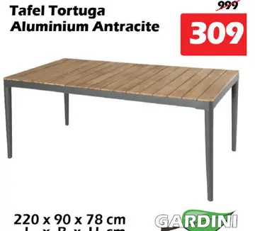Aanbieding: Tafel Tortuga Aluminium Antracite
