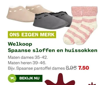 Aanbieding: Spaanse sloffen en huissokken