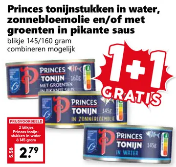 Aanbieding: Tonijnstukken in water, zonnebloemolie en/of met groenten in pikante saus