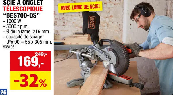 Offre: Black+Decker scie à  onglet radiale 1600W 216mm
