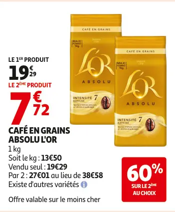 Offre: Café en grains absolu